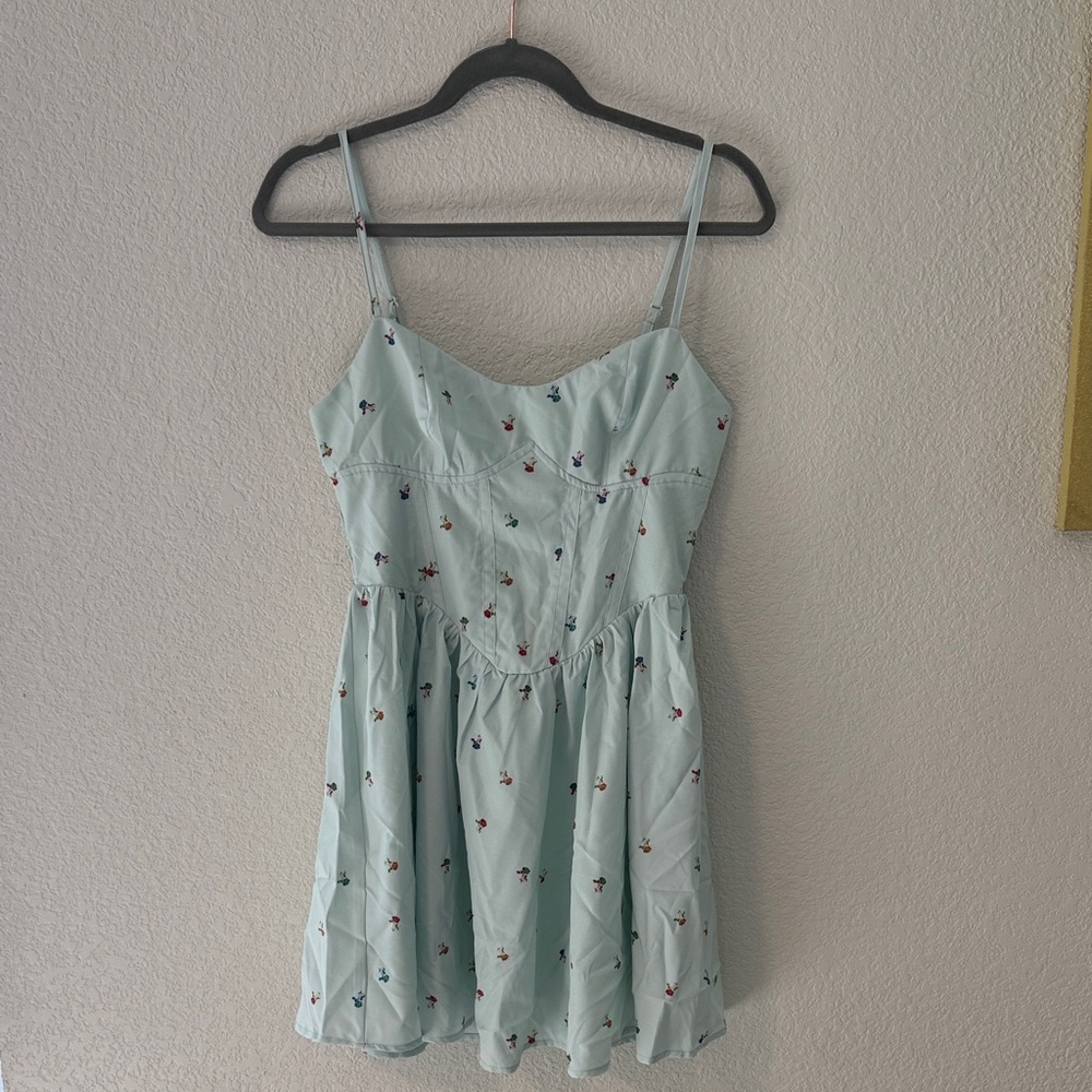 Floral Embroidered Mint Green Dress